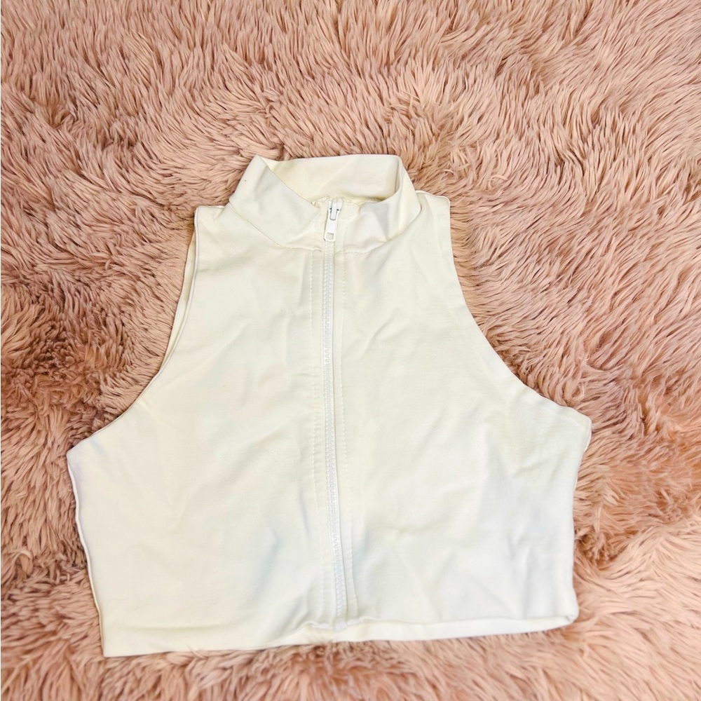 Cropped White Turtleneck